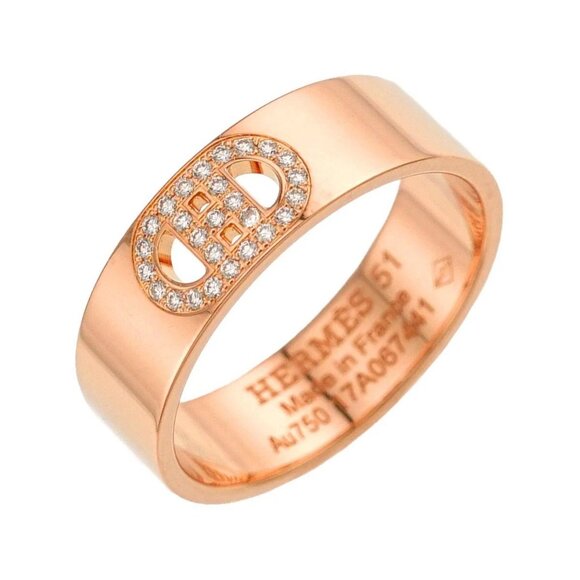 HERMES H Dunkle Diamond Ring 18K Pink Gold 750 Size50 5.25-5.5(US) 90284472 - Picture 1 of 8